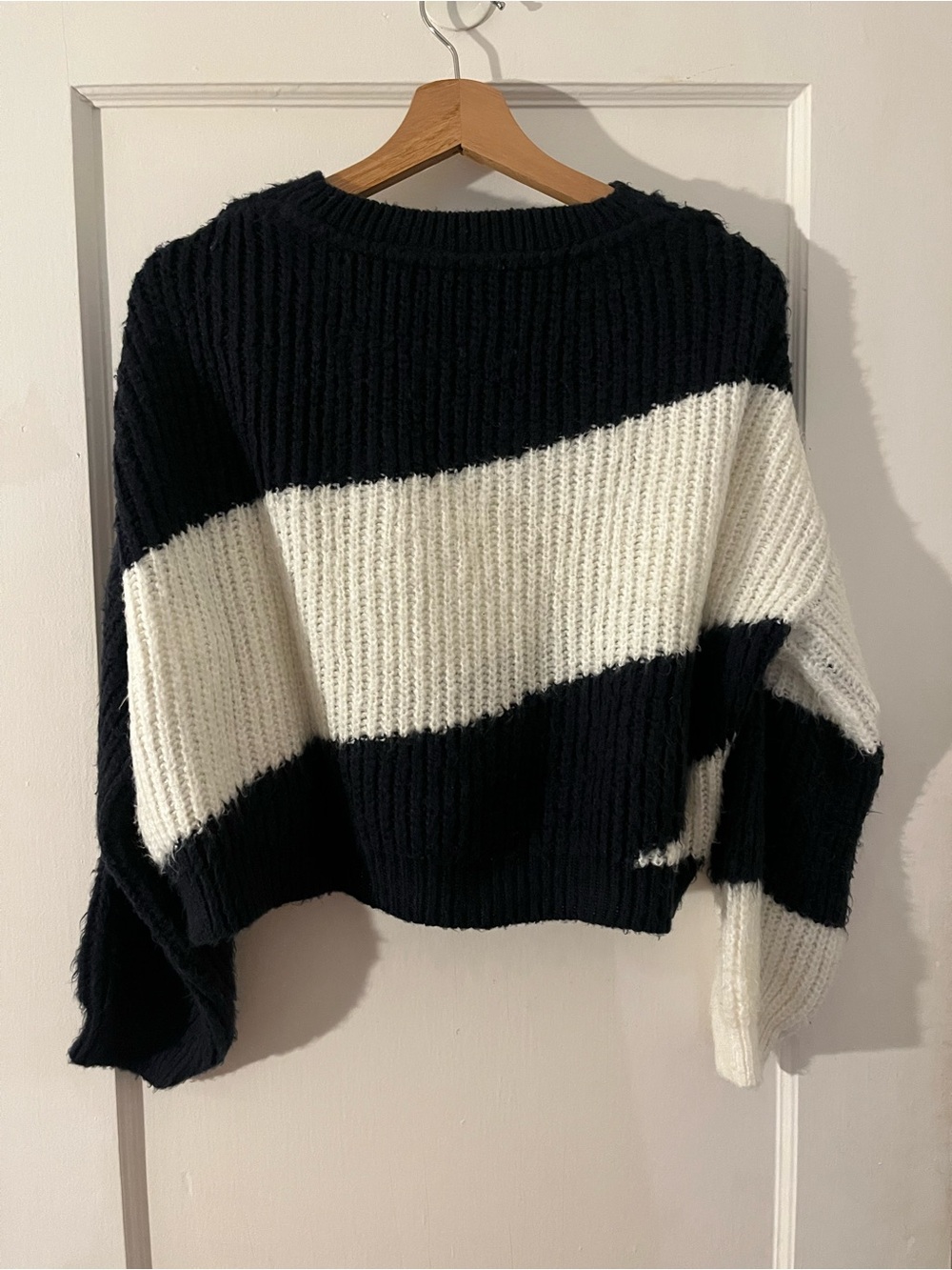 Topshop Navy and White Wide-Stripe Crewneck Sweater - Picture 3 of 3